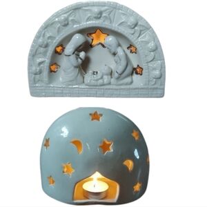 1998 Vintage Christmas nativity candle holder